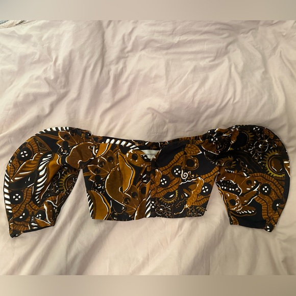 NWT Mara Hoffman Juana top - brown, black multi - size 2, fits like 0 - Picture 7 of 8